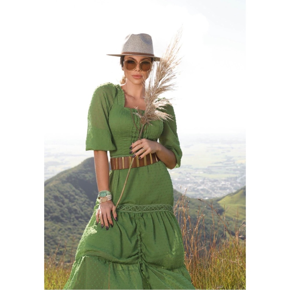 Green Guipure Lace Maxi Dress